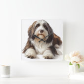 HORLOGE CARRÉE BEAU CHIEN DE COLLIE PORTÉ (Maison)