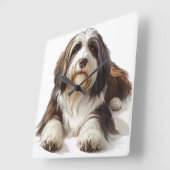 HORLOGE CARRÉE BEAU CHIEN DE COLLIE PORTÉ (Angle)