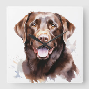 HORLOGE CARRÉE BEAU CHOCOLAT LABRADOR RETRIEVER CHIEN