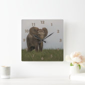 Horloge Carrée Beau éléphant d'African Bush (Maison)