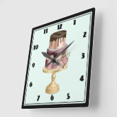 Horloge Carrée Beau gâteau de fête de Glam brillant (Angle)