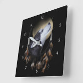 Horloge Carrée Beau Husky Chien et Dream Catcher (Angle)