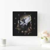 Horloge Carrée Beau Husky Chien et Dream Catcher (Maison)