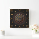 Horloge Carrée Beau mandala (Maison)