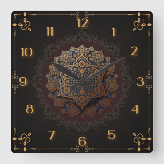 Horloge Carrée Beau mandala (Recto)