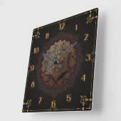 Horloge Carrée Beau mandala (Angle)
