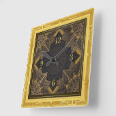 Horloge Carrée Beau mandala or (Angle)