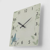 Horloge Carrée Beau Oiseau Bleu (Angle)