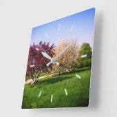 Horloge Carrée Beau Paysage Arbre (Angle)