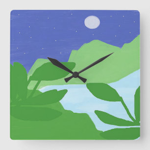 Horloge Carrée beau paysage art