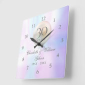 Horloge Carrée Beau Pearl 30e anniversaire de Mariage (Angle)