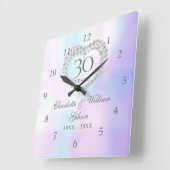 Horloge Carrée Beau Pearl Heart 30e anniversaire (Angle)