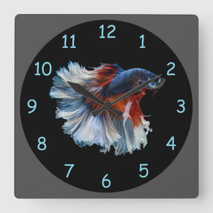 Horloge Carrée Beau poisson Betta Siamese