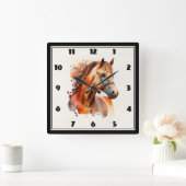 Horloge Carrée Beau Sorrel Horse Portrait (Maison)