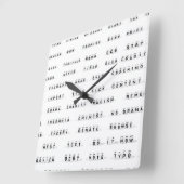 Horloge Carrée Beaucoup de mots sur les cubes (Angle)