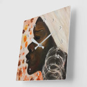 Horloge Carrée Beauté africaine - Peinture aquarelle (Angle)