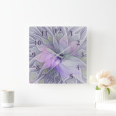 Horloge Carrée Beauté étonnante Fleur d'art Abstrait fractal mode (Maison)