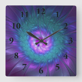 Horloge Carrée Beauté florale Abstraite Fleur d'art fractionnée c (Recto)