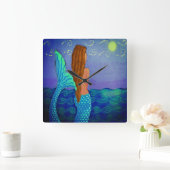 Horloge Carrée Beautiful Abstract Art Mermaid (Maison)