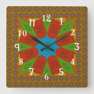 Horloge Carrée Beautiful amazing african Feminine Design Colors.