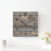 Horloge Carrée Beautiful authentic looking wood impression horizo (Maison)
