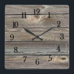 Horloge Carrée Beautiful authentic looking wood impression horizo<br><div class="desc">Beautiful authentic looking wood impression horizontale</div>