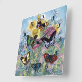 Horloge Carrée "Beautiful Butterflies" Clock (Angle)