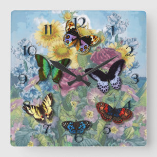 Horloge Carrée "Beautiful Butterflies" Clock