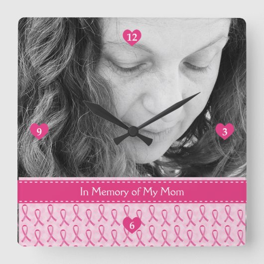 Horloge Carrée Beautiful Custom Rose Ribbon Memorial (Recto)