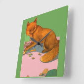 Horloge Carrée beautiful fox (Angle)