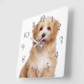 Horloge Carrée Beautiful happy reddish havanese puppy sitting (Angle)