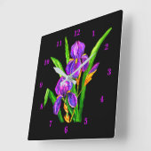 Horloge Carrée Beautiful Iris Flowers (Angle)