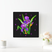 Horloge Carrée Beautiful Iris Flowers (Maison)