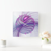 Horloge Carrée Beautiful Movements Abstract Fractal Art Pink (Maison)