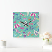 Horloge Carrée Beautiful Pattern With Summer Elements (Maison)