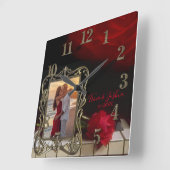Horloge Carrée Beautiful Photo Clock on Piano Keys (Angle)