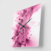 Horloge Carrée Beautiful pink grey cool splatter flowers leaves (Angle)