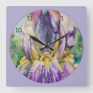Horloge Carrée Beautiful Purple Iris