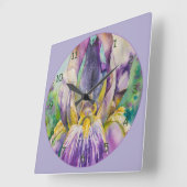 Horloge Carrée Beautiful Purple Iris (Angle)