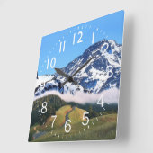 Horloge Carrée Beautiful Snowy Mountain scene (Angle)