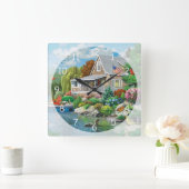 Horloge Carrée Beaux souvenirs de Lakeside (Maison)