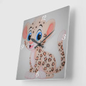 Horloge Carrée Bébé adorable léopard (Angle)