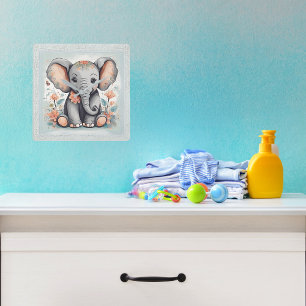 Horloge Carrée Bébé éléphant
