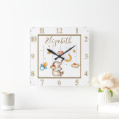Horloge Carrée Bébé Eléphant mignon personnalisé (Maison)