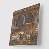 Horloge Carrée Bébé Jésus Manger Nativité de Noël (Angle)