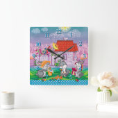 Horloge Carrée Bébé lapin petit (Maison)