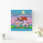 Horloge Carrée Bébé lapin petit (Maison)