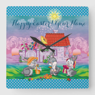 Horloge Carrée Bébé lapin petit