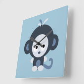 Horloge Carrée Bébé mignon Singe bleu (Angle)