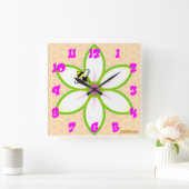 Horloge Carrée Bee, Flower Honcome (Maison)